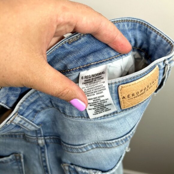 Aeropostale high wasit ankle light wash destressed jeggings raw hem 6‎ reg - Picture 11 of 12